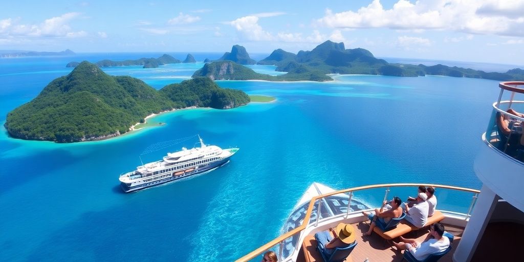 Paul Gauguin cruise ship in the South Pacific.