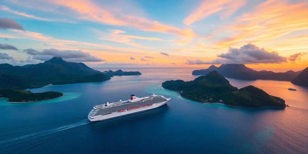 Tropische Inseln von Tahiti und Bora Bora mit blauem Wasser.