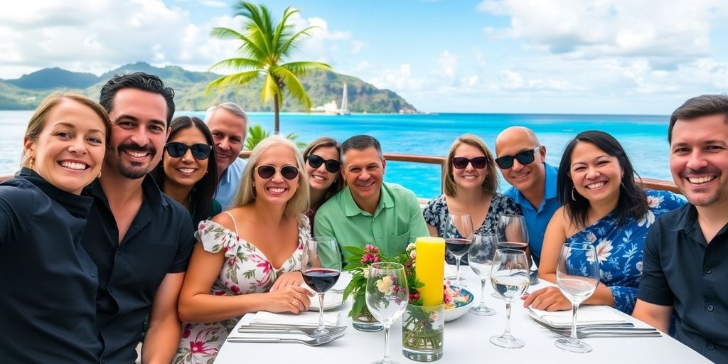 Groupe profitant d'une croisière pittoresque sur Paul Gauguin.