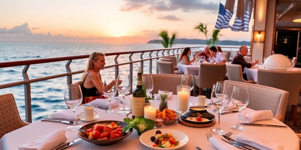 Feine Dining-Erfahrung auf einem luxuriösen Kreuzfahrtschiff.