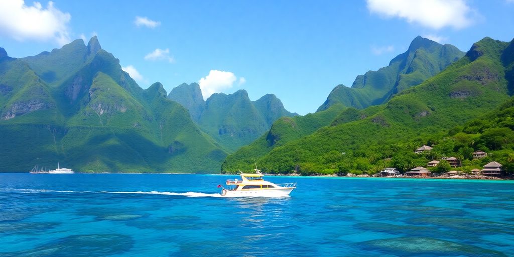 Malerische Aussicht auf die natürliche Schönheit von Tahiti und Bora Bora.