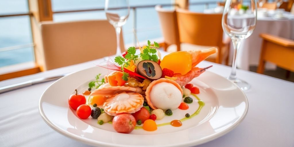 Plat de gastronomie sur une croisière de luxe.