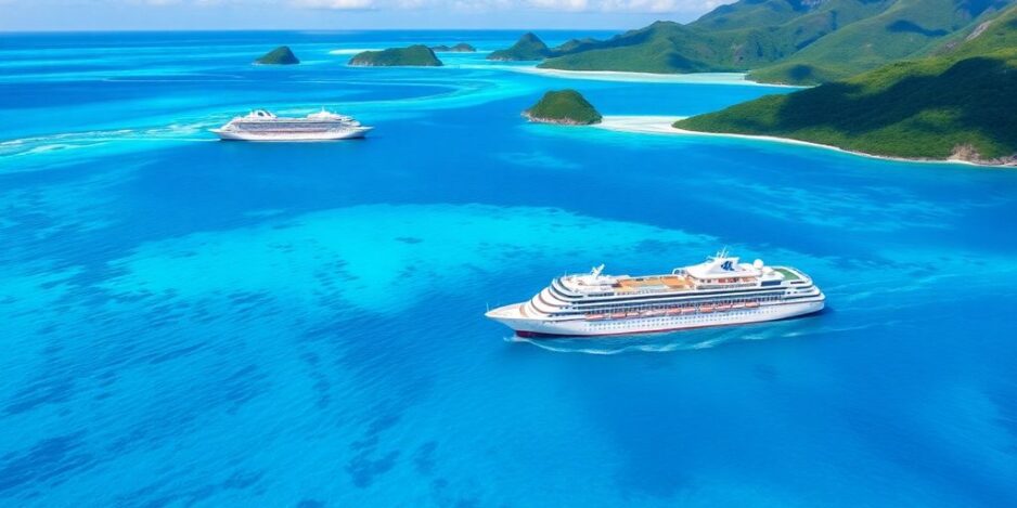 Paul Gauguin cruise ship in the South Pacific waters.