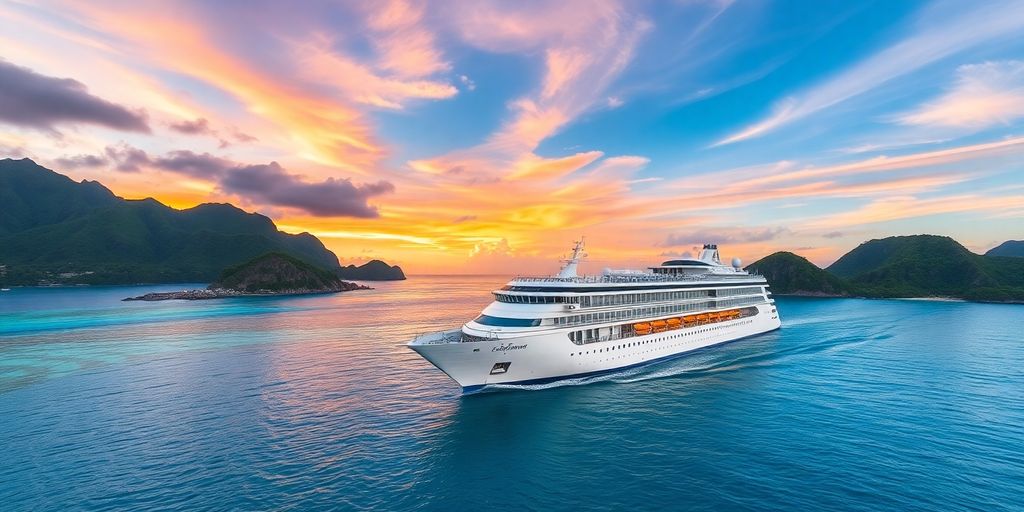Navire de croisière de luxe dans les magnifiques eaux polynésiennes.