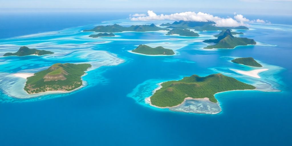 Vue aérienne des îles vibrantes de la Polynésie française.