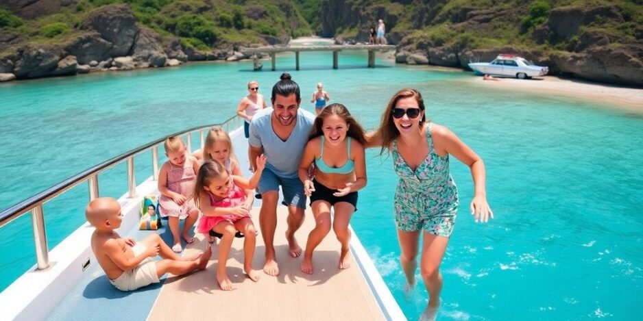 Family having fun on a Paul Gauguin cruise.