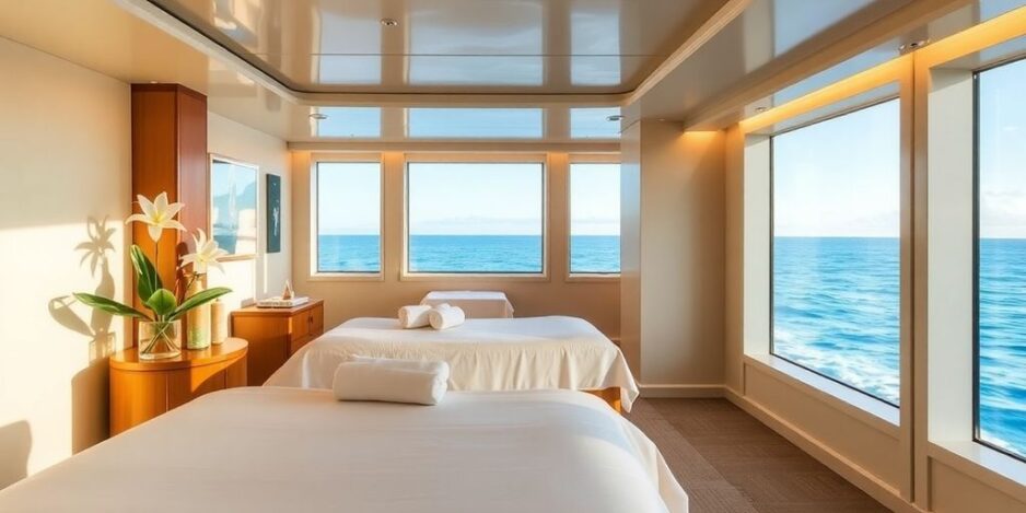Luxuriöser Spa-Behandlungsraum auf einem Kreuzfahrtschiff.